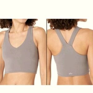 Alo Yoga Real Bra Gym Workout Active Top Lavender Smoke! Size S